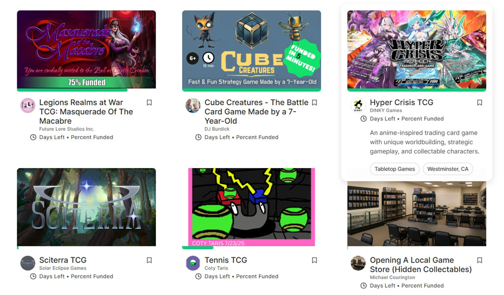 TCG Projects on Kickstarter