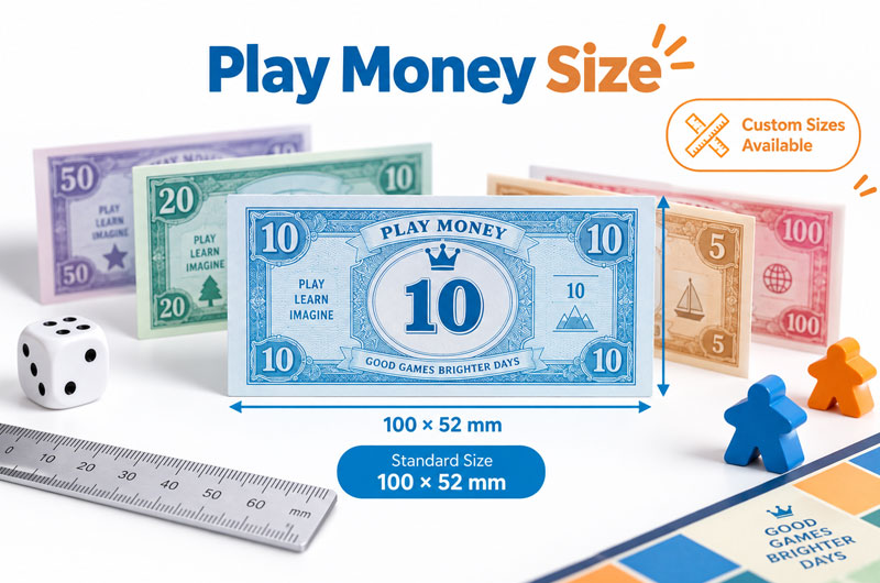 Play Money Size